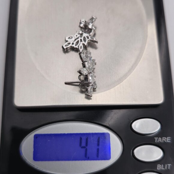 Sterling Silver Moissanite Diamond Bright Cluster Earrings A2029 - Picture 8 of 8